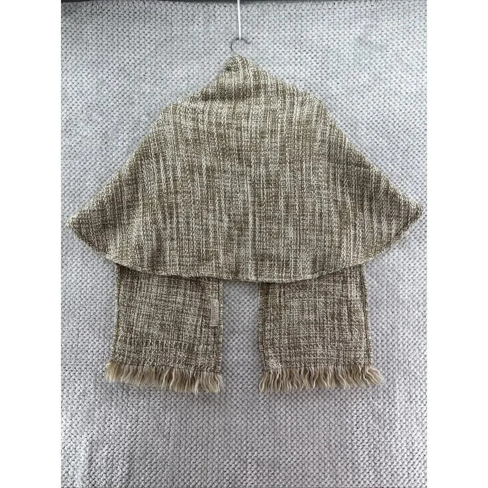 Boyne Vallley Weavers Shawl Handcrafted Ireland Women Brown Woven Fringe Pocket